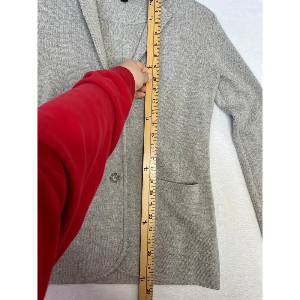 J. Crew Black Label 100% Merino Wool Gray Sweater Blazer Career Preppy sz XXS